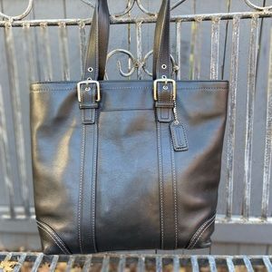 Coach Hampton Black Leather Tote